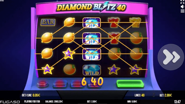 Diamond Blitz 40 spilleautomat gevinst
